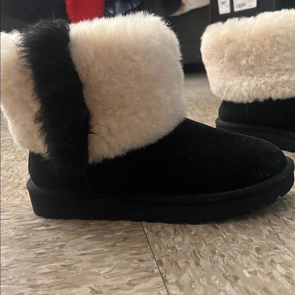 UGG Black and Cream Winter Boots